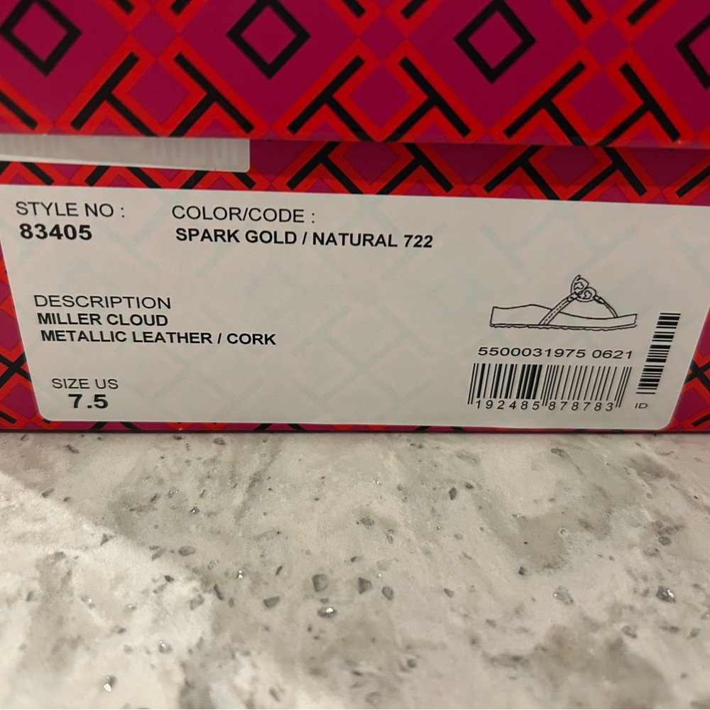NWT Tory Burch Spark Gold Metallic Sandals Size 7.5 - Picture 4 of 7